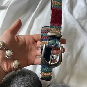 colorful vintage antique belt with Silver Buckle